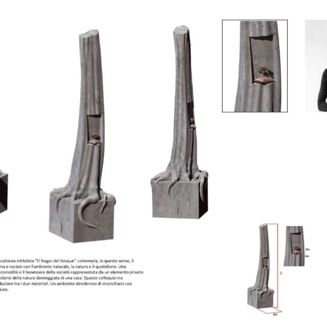 ITAHISA PERES CONESA ED IL SUO PROGETTO PER “PIETRA SUBLIME”: EL HOGAR DEL BOSQUE

Itahisa partecipa per la seconda volta al Simposio Internazionale di Scultura “Pietra Sublime” e lo fa portando, anche in questa occasione, un progetto innovativo.

“El hogar del bosque” è il titolo del suo lavoro che contempla dell'entità intima e sociale con l'ambiente naturale e il quotidiano. Una poetica intrinseca tra la comodità e il benessere della società rappresentata da un elemento privato, come un cuscino, e il desiderio della natura danneggiata. Questo colloquio di elementi si basa sulla relazione tra i due materiali. 

Itahisa participates for the second time in the International Sculpture Symposium "Pietra Sublime" and she does so by bringing, also on this occasion, an innovative project.

“El hogar del bosque” is the title of her work which contemplates the intimate and social entity with the natural environment and the everyday. An intrinsic poetics between the comfort and well-being of society represented by a private element, such as a pillow, and the desire for damaged nature. This dialogue of elements is based on the relationship between the two materials.